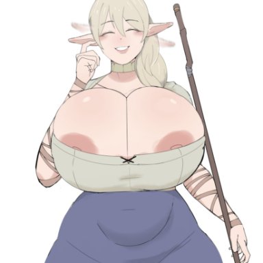 delicious in dungeon, dungeon meshi, oc, original character, original characters, shinhyunxi, 1female, 1girl, 1girls, 1woman, areola, areola slip, areolae, areolae peeking, areolae slip