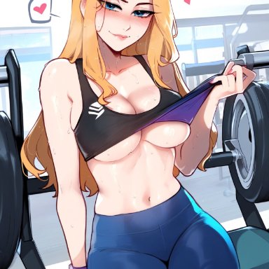 league of legends, riot games, luxanna crownguard, anemoi, 1female, 1girls, blonde female, blonde hair, blue eyes, blush, bra, breasts, female, female focus, female only