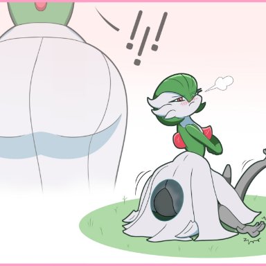 pokemon, gardevoir, sirnight, angry, angry face, arms crossed, ass, big ass, big butt, butt jiggle, face in ass, face in butt, facesitting, huge ass, pokeball