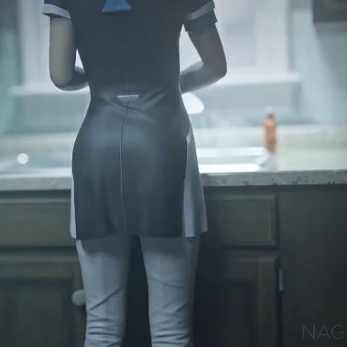 detroit: become human, kara (detroit: become human), todd williams, cinderdryadva, nagoonimation, 1boy, 1girls, android, anus, ass, breasts, cleaning dishes, close-up, clothed, cum