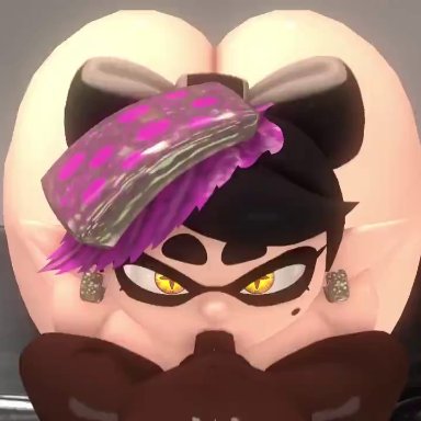 splatoon, callie (splatoon), inkling girl, leviantan581re, big breasts, blowjob, bouncing breasts, cowgirl position, dark-skinned male, deep throat, deepthroat, face fucking, fellatio, female, huge ass