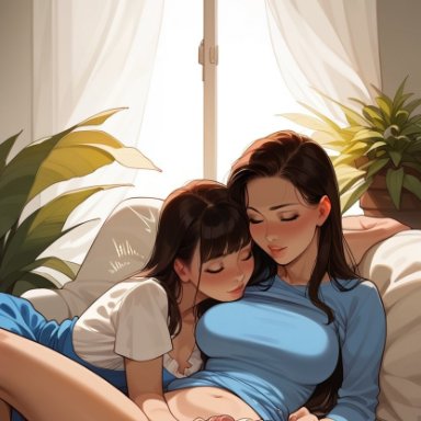 original, revenge623, 1futa, black hair, bottomless, brown hair, couch, cum, dickgirl, duo, ejaculation, erection, futa on female, futa with female, futanari