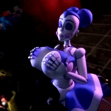 five nights at freddy's, sister location, ballora (fnafsl), springtrap (fnaf), toy chica (fnaf), scrapkill, big ass, big boobs, big breasts, blowjob, cum, sex toy, titjob, toy, sound