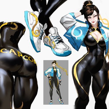 capcom, street fighter, street fighter 6, chun-li, mashingvaquita, 1girls, asian, asian female, ass, athletic, athletic female, back view, belly, belly button, big ass