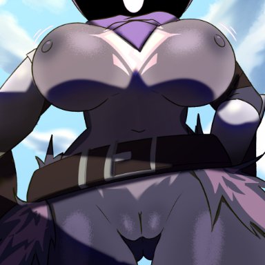 epic games, fortnite, raven team leader, lawgx, anthro, areola, bear, big areola, big breasts, big nipples, bottomless, breasts, clothed, clothing, female