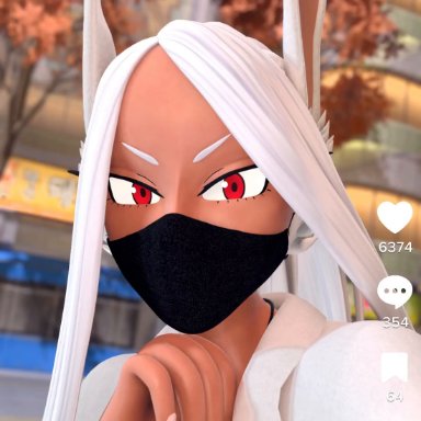 my hero academia, tiktok, miruko, rumi usagiyama, tradelt, big dildo, dildo, dildo in mouth, dildo mask, female, gag, gagging, mask, solo, tanned