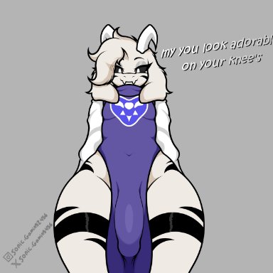 undertale, undertale (series), asriel dreemurr, asriel dreemurr (god form), boss monster (undertale), sonic gaming456, anthro, bottom heavy, bovid, bulge, caprine, clothed, clothing, detailed bulge, femboy