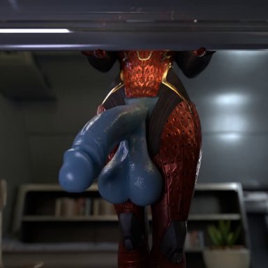 mass effect, mass effect 2, mass effect 3, asari, samara, astrobones, 1futa, alien, alien futanari, alien humanoid, alien/human, asari futanari, balls, big balls, big penis