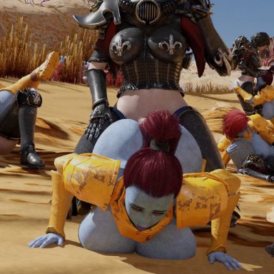 warhammer (franchise), warhammer 40k, adepta sororitas, sister of battle, tau, onc, 1futa, alien, alien girl, alien/human, all fours, anal, anal sex, big ass, big penis