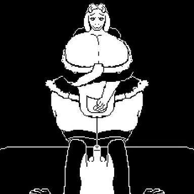 undertale, toriel, biboioioi, breasts, clothed, clothed female, cum, cum on face, enormous breasts, fur, furry, furry female, goat, goat girl, goat horns