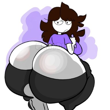 jaiden animations, jaidenanimations, youtube, anon, jaiden, shybud, 1girls, ass cleavage, big breasts, brown hair, face sitting, facesitting, fat ass, grey body, huge ass