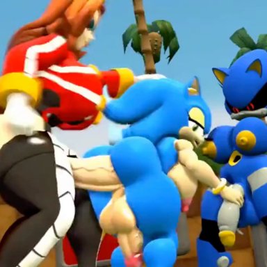 sonic (series), sonic the hedgehog (series), dr. eggma&#8217;am, metal sonic, metal sonique, sonic the hedgehog, sonique the hedgehog, blackchaos64, magomew (artist), 3futas, anal sex, anus, ass, ass jiggle, ass shake