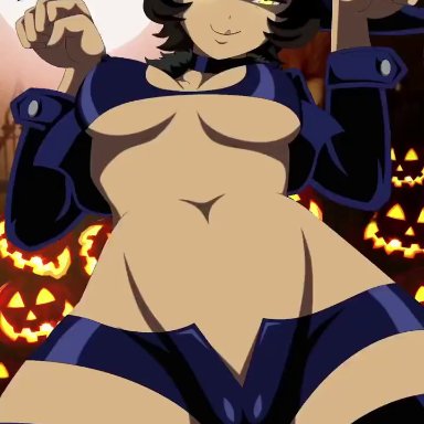 halloween, rwby, soul eater, blair (soul eater), blair (soul eater) (cosplay), kali belladonna, segal03, spellcaster knight, bouncing breasts, camel toe, cameltoe, cat ears, cat girl, catgirl, choker