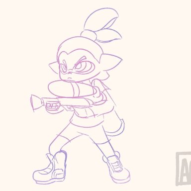 splatoon, splatoon (series), inkling, inkling boy, inkling girl, cami gz, camigz, 1boy, 1girls, ass expansion, belly, belly expansion, burping, burping up clothes, chubby