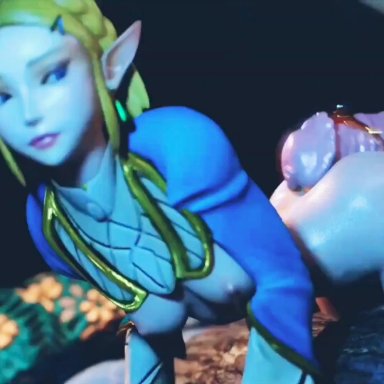 breath of the wild, the legend of zelda, princess zelda, thebartender, 1boy, 1boy1girl, 1female, 1girls, absurdly large cock, anal grip, bestiality, big penis, cock, female, female only