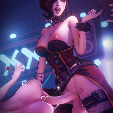 borderlands, mad moxxi, fugtrup, ace (playing card), ace of spades, after sex, ass, blue eyes, borderlands (series), bracelet, breasts, brown hair, card, cum, eyeshadow