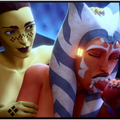 clone wars, star wars, ahsoka tano, barriss offee, mirialan, togruta, snafusevsix, blowjob, canine, cum in mouth, zoophilia, 3d, blender