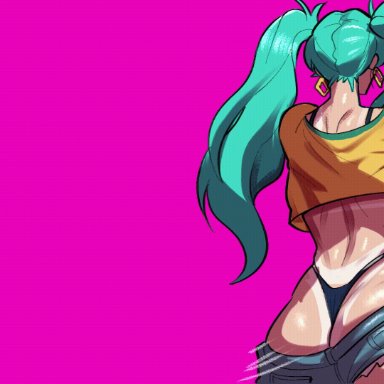 twitter, vocaloid, brazilian miku, hatsune miku, geulimykun (skbyunea413), 1girls, ass, ass focus, big ass, big breasts, big butt, big thighs, blue hair, bouncing ass, brazil