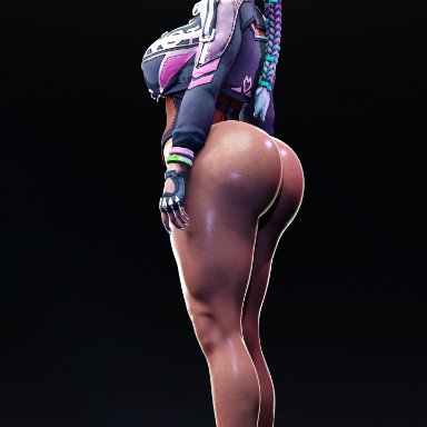 overwatch, overwatch 2, sombra, grvty3d, 1girls, ass, ass focus, asymmetrical bangs, backwards baseball cap, baseball cap, big breasts, boots, booty, bottom heavy, bottomless