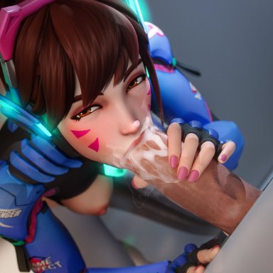 blizzard entertainment, overwatch, overwatch 2, d.va, d.va (overwatch 2), eclair stones, eclairstones, asian, brown eyes, brown hair, burgundy hair, canine penis, cum, cum in mouth, cum inside