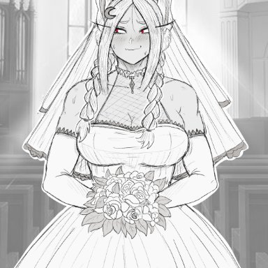 my hero academia, miruko, ettso, 1girls, big breasts, blush, bunny ears, bunny girl, wedding dress, wholesome, tagme