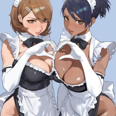 persona, persona 3, yukari takeba, yuko nishiwaki, hintobento, blush, breasts, brown eyes, female, female focus, female only, hinto, light skin, light-skinned female, looking at viewer