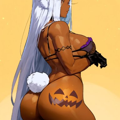 halloween, my hero academia, miruko, rumi usagiyama, erotic nansensu, 1girls, alternate costume, animal ears, armband, armwear, ass, back, back view, bare shoulders, big ass