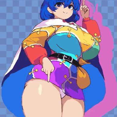 touhou, chimata tenkyuu, namako (takorin), takorin, breasts, dancing, huge breasts, purple hair, rainbow, rainbow clothing, thick thighs, thighs, 2d, animated, no sound