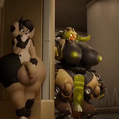 overwatch, orisa, sassyrdos, anthro, big ass, big breasts, bottom heavy, cowgirl, cowgirl position, furry, pov, robot, robot girl, vaginal penetration, 3d