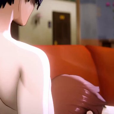 persona, persona 3, makoto yuki, yukari takeba, belluavt, bunnxarts, 1boy, 1girls, armpit fetish, armpit sex, blowjob, couch, nude, straight, sucking