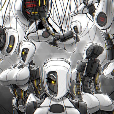 portal (series), portal 2, glados, zzzhodazzz, 1girls, big breasts, bowl, breasts, female, female only, food, huge breasts, looking at viewer, nsfw, oatmeal