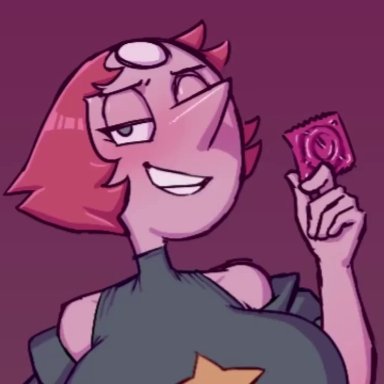 cartoon network, steven universe, gem (species), pearl (steven universe), azai, 1futa, balls, ballsack, bare shoulders, big breasts, big penis, blush, boner, breasts, clothed