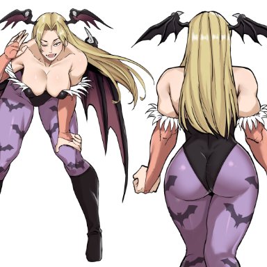 darkstalkers, jujutsu kaisen, morrigan aensland (cosplay), yuki tsukumo, mg99, 1girls, ass, big ass, big breasts, black boots, blonde female, blonde hair, boots, breasts, bubble ass