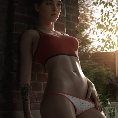 naughty dog, the last of us, the last of us 2, ellie (the last of us), ellie williams, hydrafxx, 1girls, abs, areolae, athletic female, belly, belly button, bra, breasts, breasts out