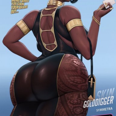 overwatch, overwatch 2, symmetra, picturd, 1boy, alternate breast size, alternate costume, armlet, ass, ass focus, backless dress, backless outfit, black hair, bracelet, breasts