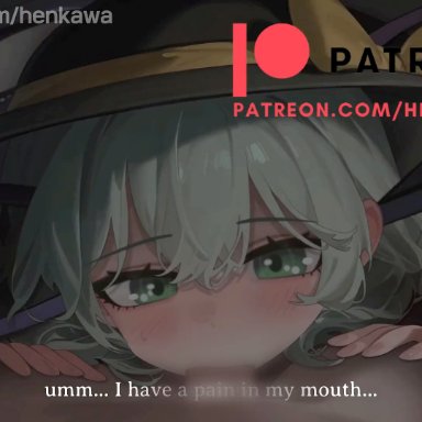 touhou, koishi komeiji, komeiji koishi, henkawa, audible speech, blinking, blowjob, blush, cum, cum in mouth, cum inside, cum overflow, cumdrip, deepthroat, eating