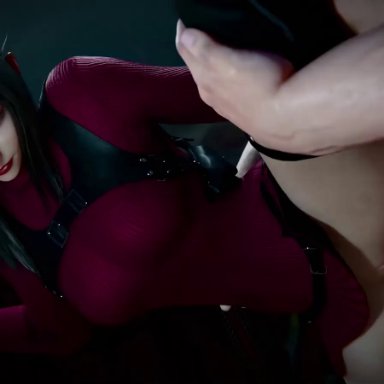 final fantasy, final fantasy xv, ada wong (cosplay), aranea highwind, audiodude, initial a, 1boy, 1boy1girl, 1girls, abs, after fellatio, ahe gao, black hair, blender, bottomless