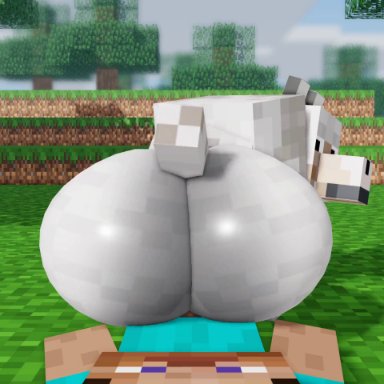 minecraft, steve (minecraft), wolf (minecraft), willie piv, ass, ass focus, ass shake, ass up, big ass, big butt, canine, male, male on feral, sex, wolf