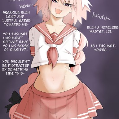 fate (series), astolfo (fate), vammzu, 2boys, alternate body type, ass, ass focus, big ass, big thighs, cropped shirt, curvaceous, curvy, curvy body, curvy femboy, curvy figure