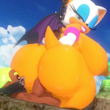 nintendo, sega, sonic (series), splatoon, inkling boy, rouge the bat, the big dicked lime inkling, leviantan581re, alternate ass size, alternate breast size, anthro, ass bigger than head, bondage, breasts bigger than head, caught