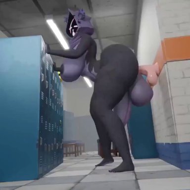 epic games, fortnite, raven team leader, ctgiantess, 1futa, against wall, anthro, balls, big ass, big balls, big breasts, big penis, cock-tail, erection, furry