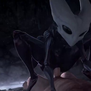 hollow knight, hornet (hollow knight), meklab, anthro, big breasts, big penis, cowgirl position, furry, hollow knight x humans, human, insects, vaginal penetration, 3d, animated, sound