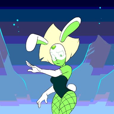 cartoon network, steven universe, gem (species), peridot (steven universe), artist request, 1girls, alien, alien girl, big breasts, breasts, bunny ears, cleavage, curvy, easter egg, elbow gloves