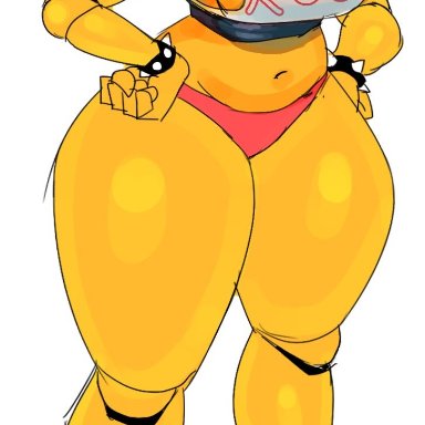 five nights at freddy's, five nights at freddy's 2, scottgames, chica (fnaf), toy chica (fnaf), goolahan, ngoolahan, 1girls, avian, beakless, big breasts, boots, bracelet, breasts, cheeks