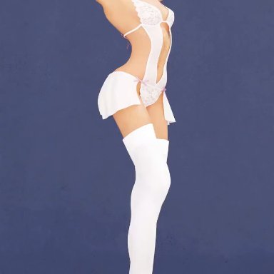 epic games, fortnite, fortnite: battle royale, aphrodite (fortnite), artist request, 1girls, arm gloves, feet, posing, showing ass, showing pussy, stockings, white hair, white stockings, 3d