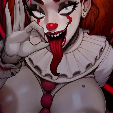 it, pennywise, picturd, 1girls, erection, fellatio, fellatio gesture, female, female only, huge breasts, large breasts, male, penis, puffy nipples, solo focus