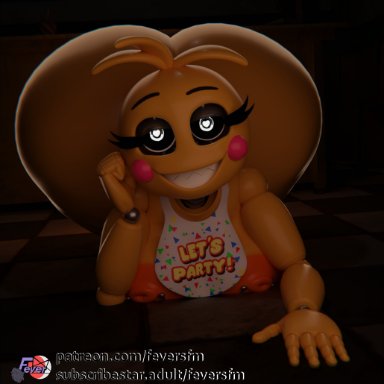 five nights at freddy's, five nights at freddy's 2, fnaf, toy chica (fnaf), toy chica (love taste), feversfm, 1girls, animatronic, ass, ass bigger than head, ass focus, big ass, big butt, female, female only