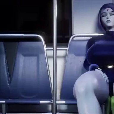 dc comics, teen titans, raven (dc), scrag boy, 1boy, 1boy1girl, 1girl1boy, 1girls, 5 fingers, anthro, big ass, big breasts, big butt, big thighs, cum