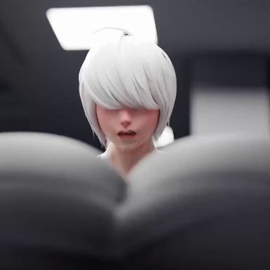 nier, nier (series), nier: automata, scraggy, yorha 2b, scrag boy, scraggy (artist), 1boy, 1girls, bigger female, face down ass up, face in ass, female, femboy, femdom