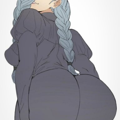 jujutsu kaisen, mei mei (jujutsu kaisen), 1girls, ass, ass bigger than head, ass focus, bangs over one eye, big ass, big butt, braided hair, bubble ass, bubble butt, evil smile, fat ass, fat butt